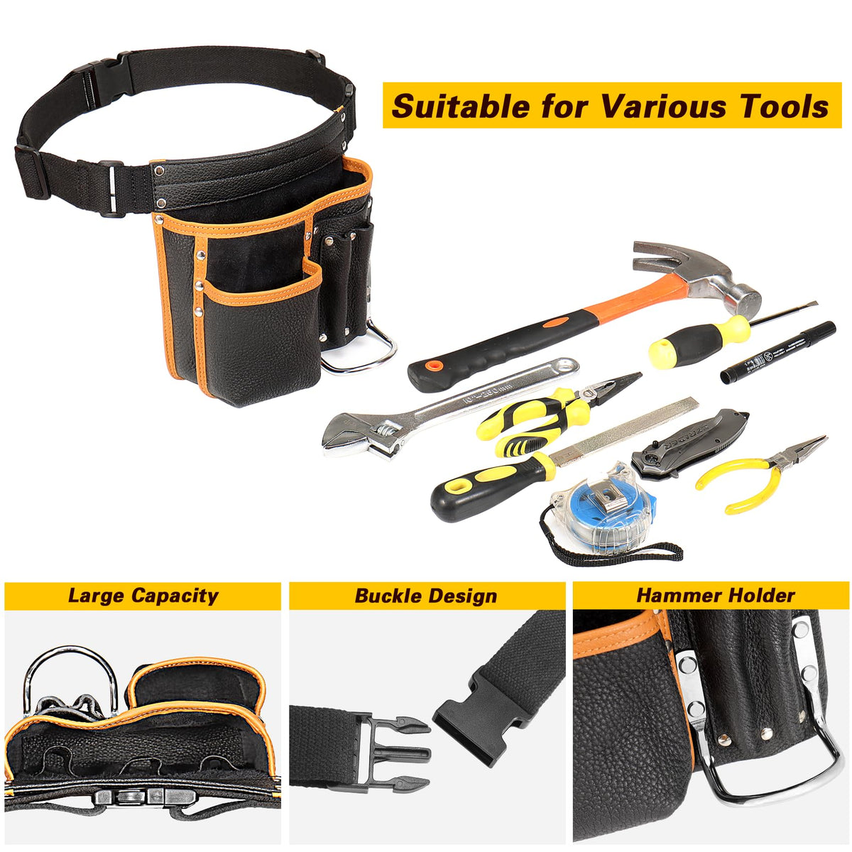 Genuine Leather Adjustable Tool Belt Pouch I6663