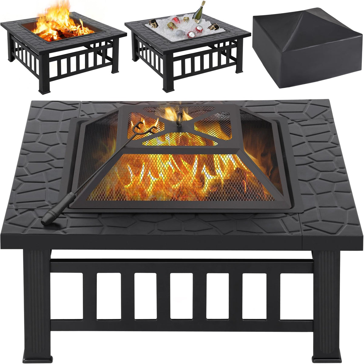 32in Square Metal Fire Pit Table U334
