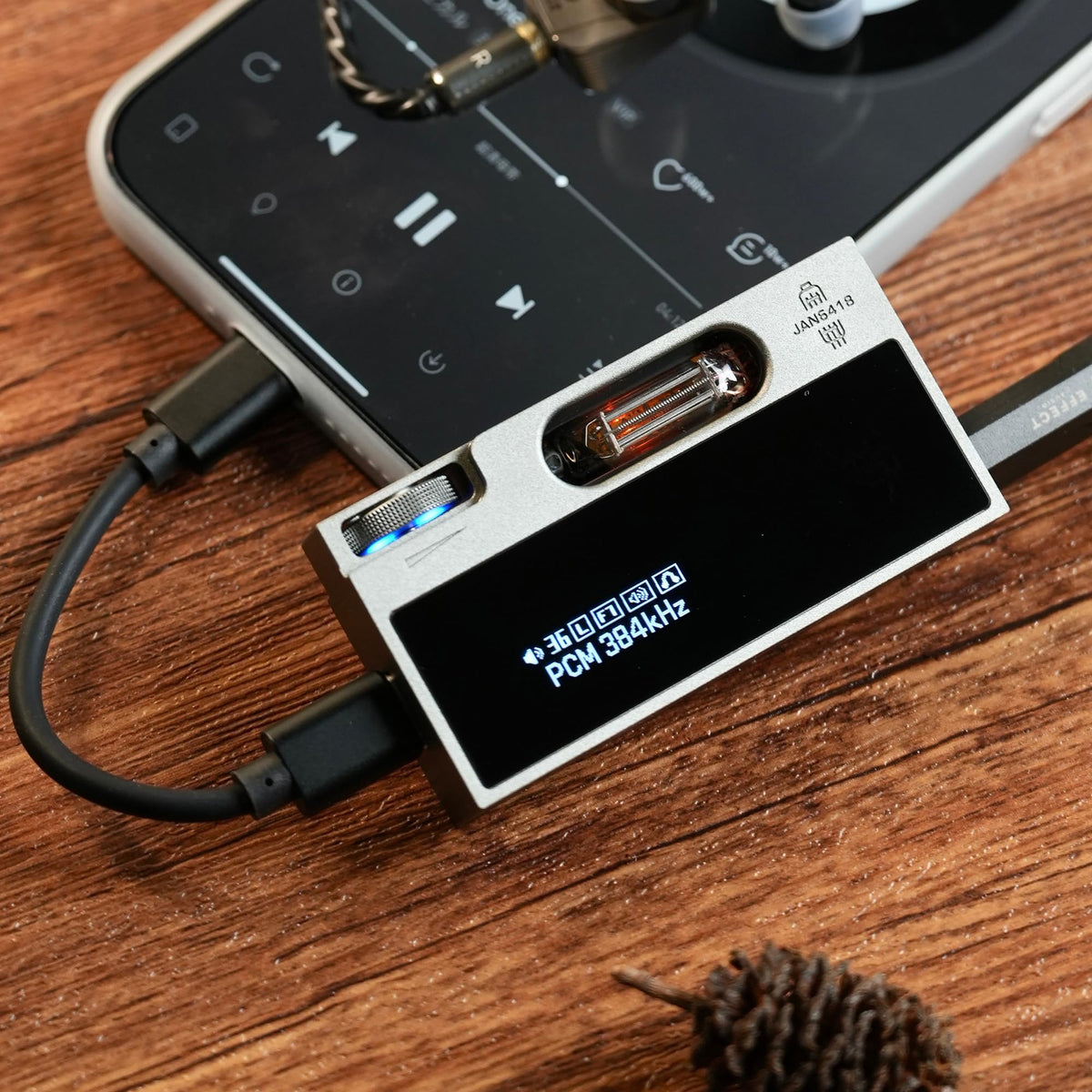 Portable Headphone Amplifier USB DAC AMP Dongle with Dual Tubes, 3.5mm+4.4mm Jack, Grey B1990