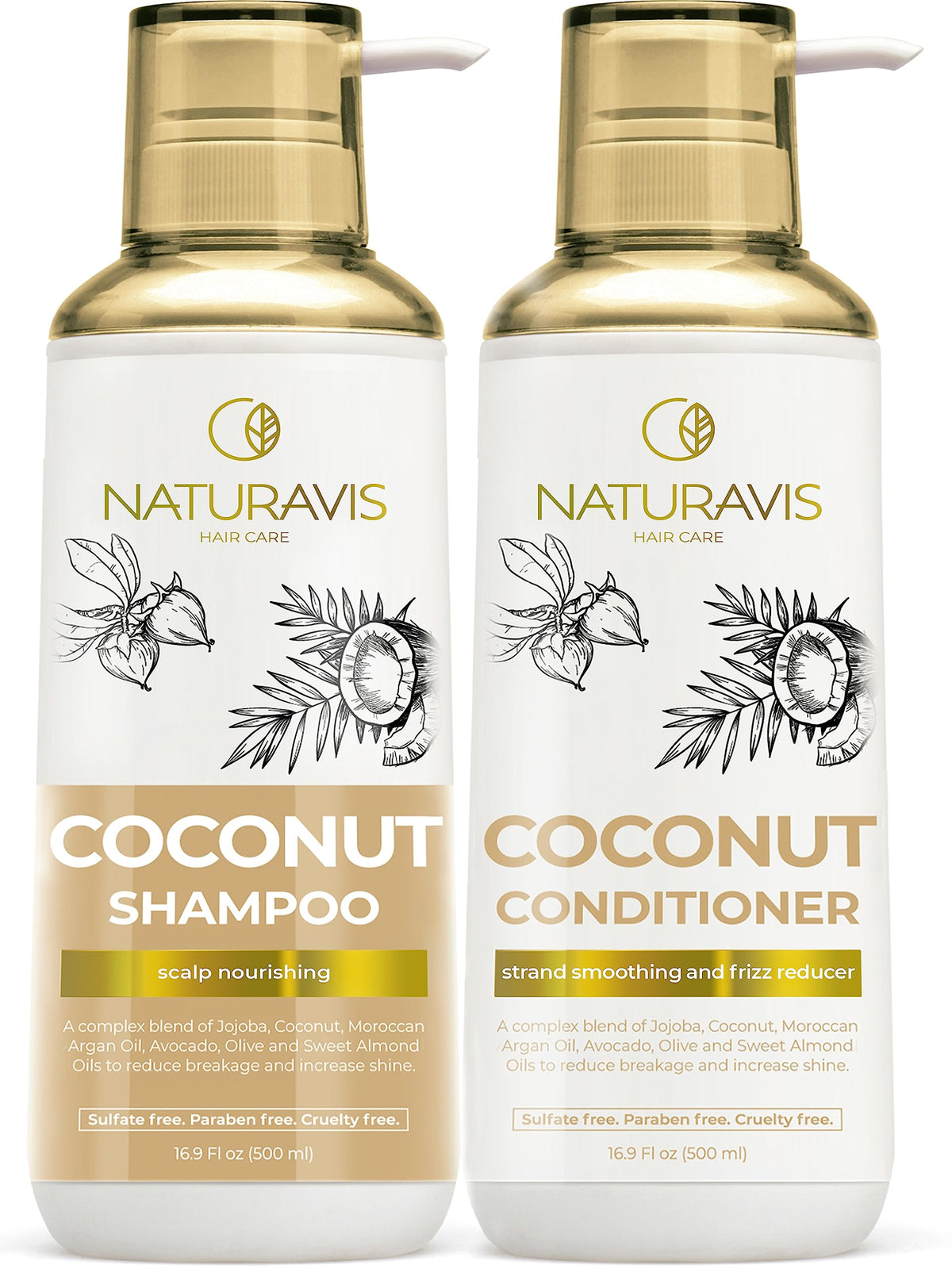 Coconut Shampoo and Conditioner Set and Moroccan Argan Oil Mask and Hair Serum K109497