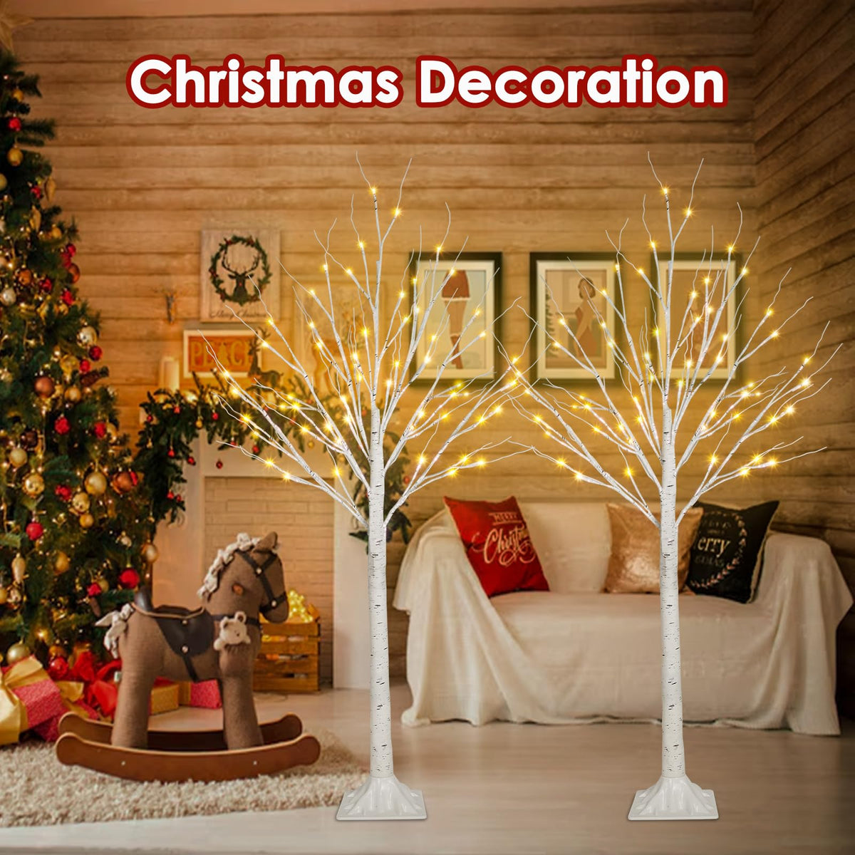 2-Pack 4FT Lighted Birch Tree I101307