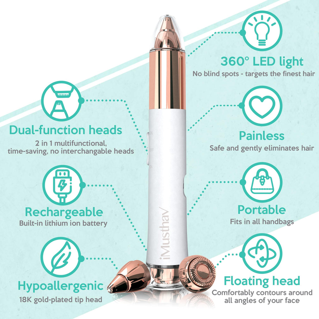 Facial Hair Removal for Women, 2-in-1 Face Hair Remover & Eyebrow Trimmer N258