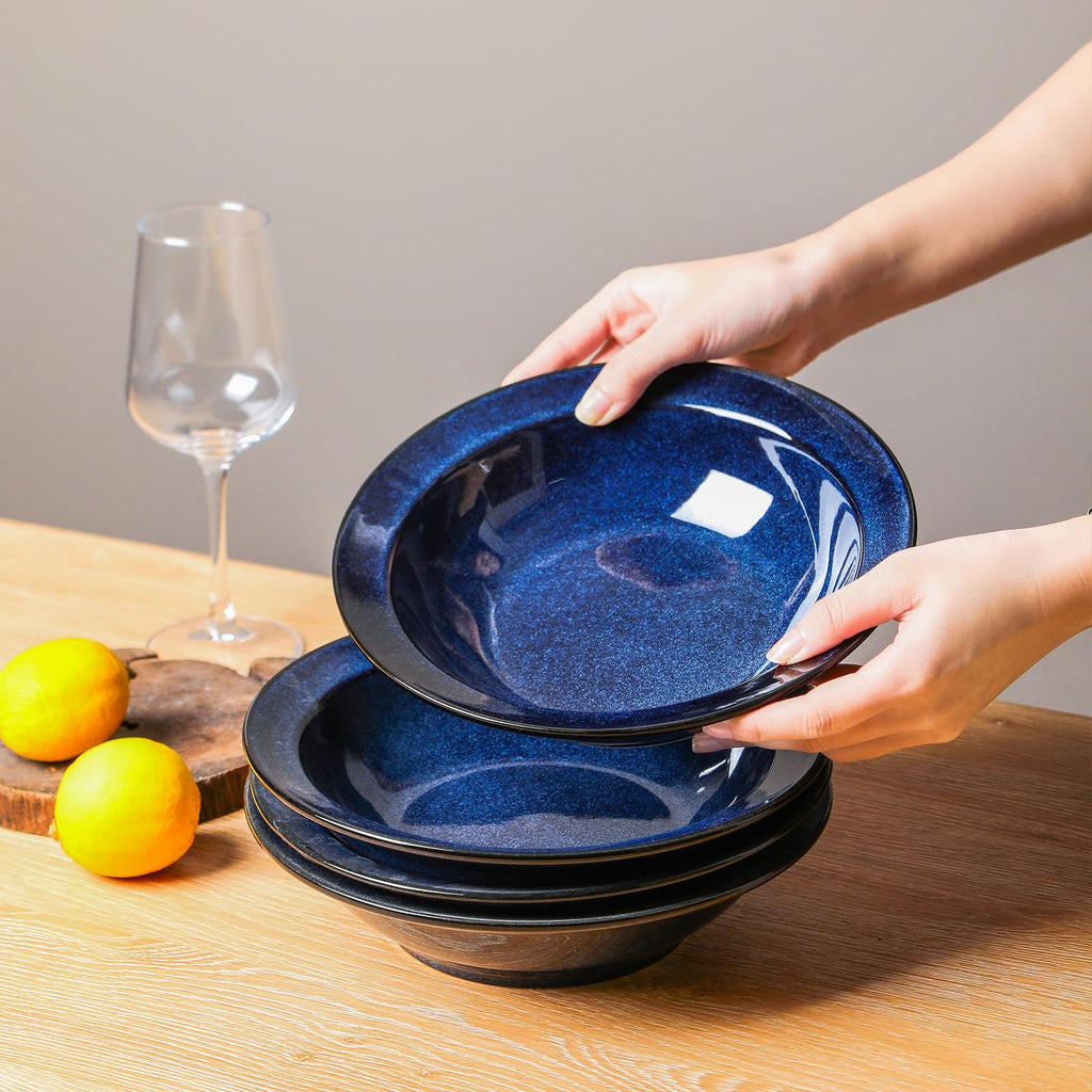 Blue 27oz Ceramic Soup Bowls Set of 4 U321250