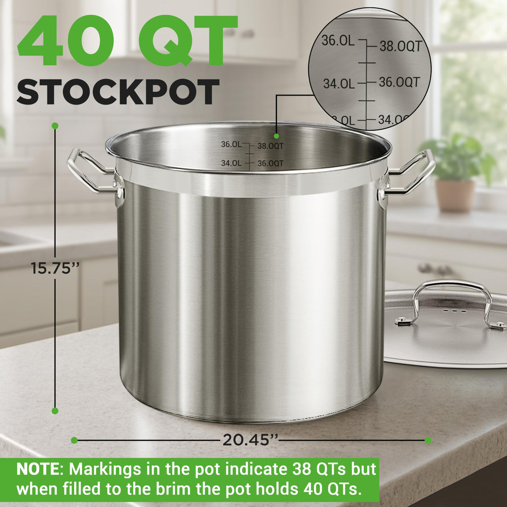 Stainless Steel Stock Pot with Lid 40 Qt M9995