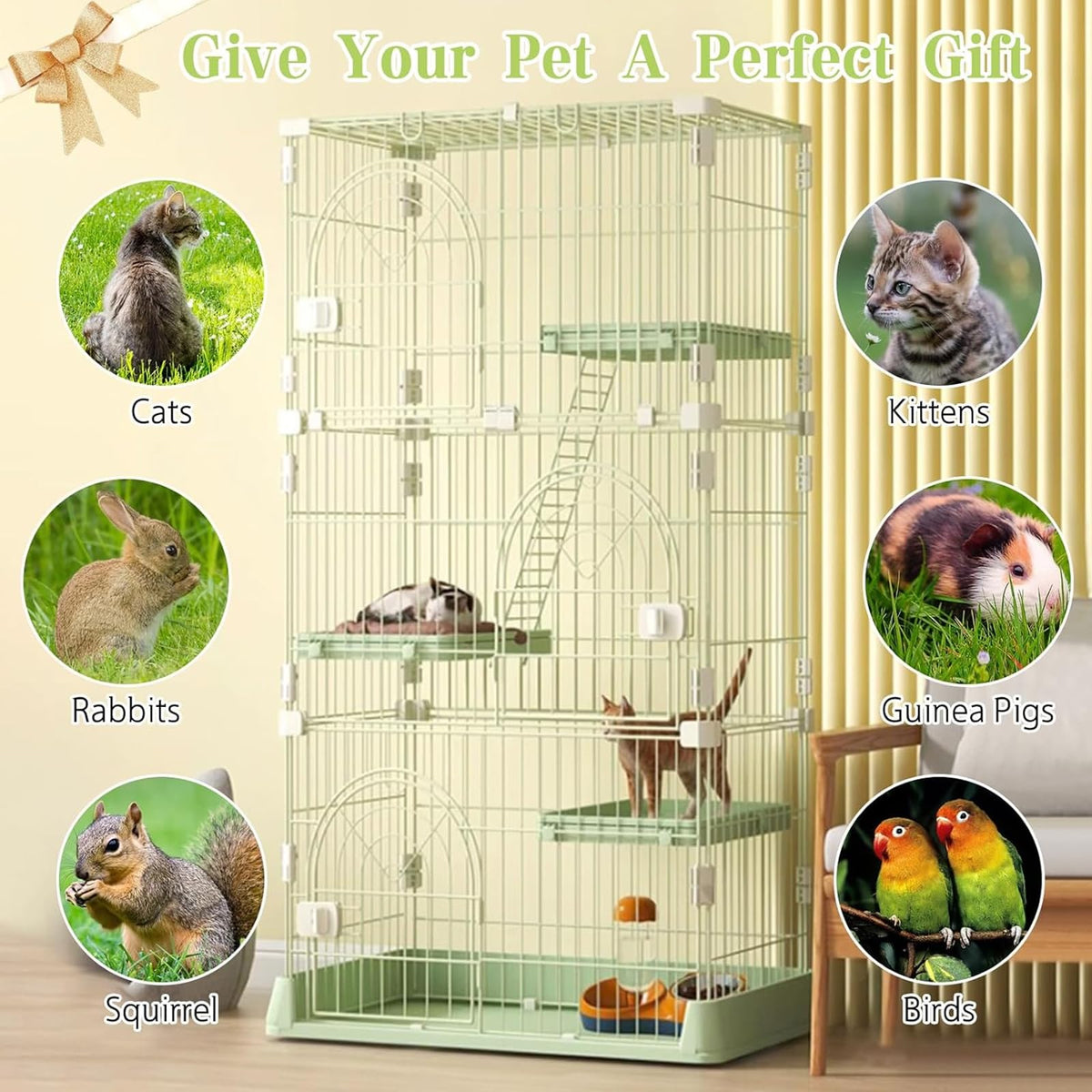 Pink Cat Cage with 3 Platforms and Ramp Z431536