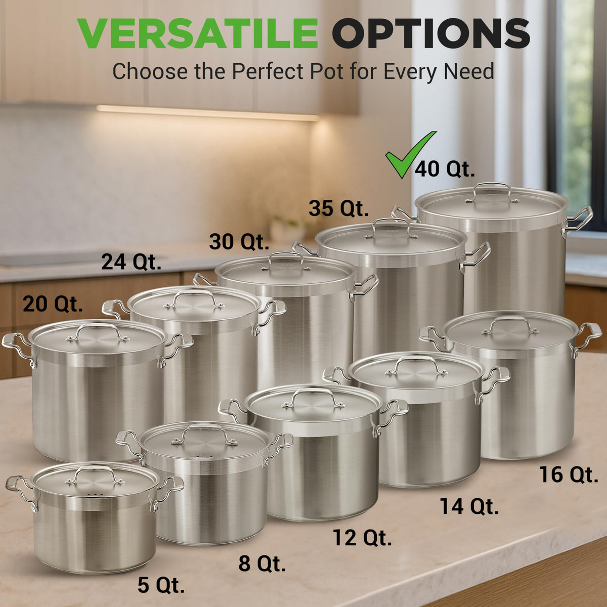 Stainless Steel Stock Pot with Lid 40 Qt M9995