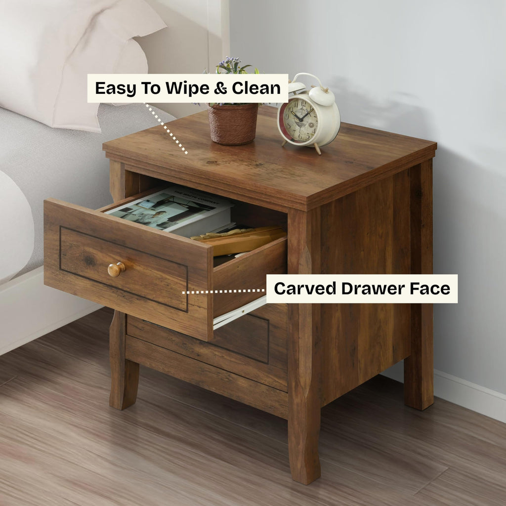 2 Drawer Wood Nightstand Set of 2 H296633