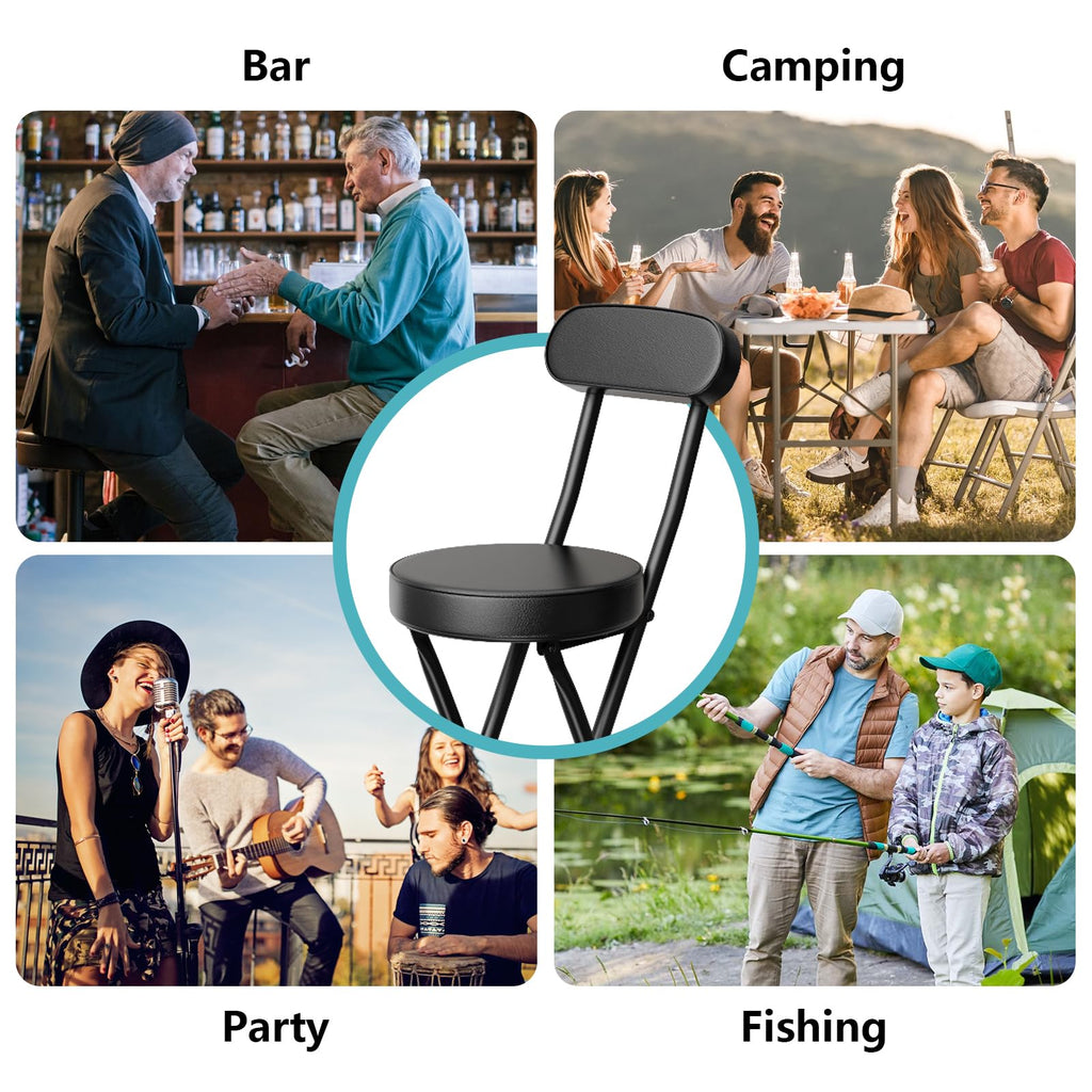 Cushioned Black Folding Stool M45443
