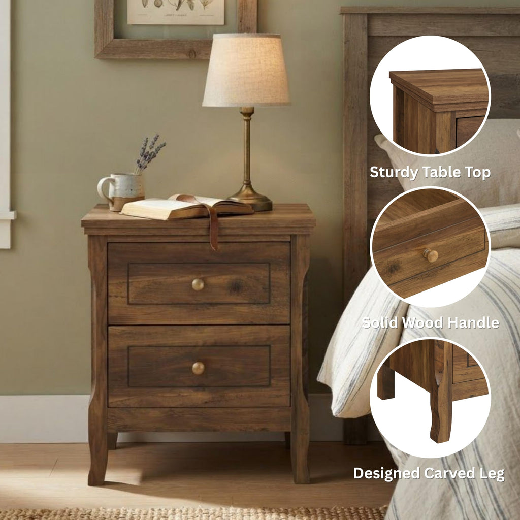 2 Drawer Wood Nightstand Set of 2 H296633