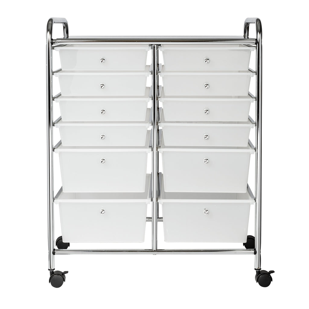 Rolling Craft Storage Cart, Clear, 12-Drawer I9344