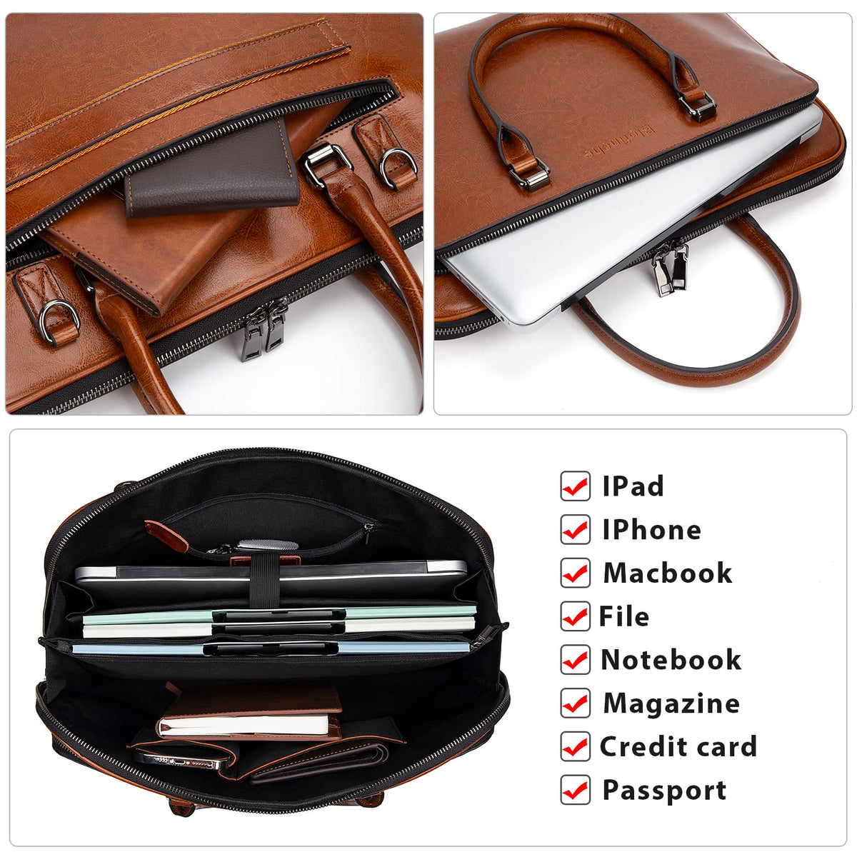 Genuine Leather Laptop Messenger Bag 13.3 15.6 inch E7383