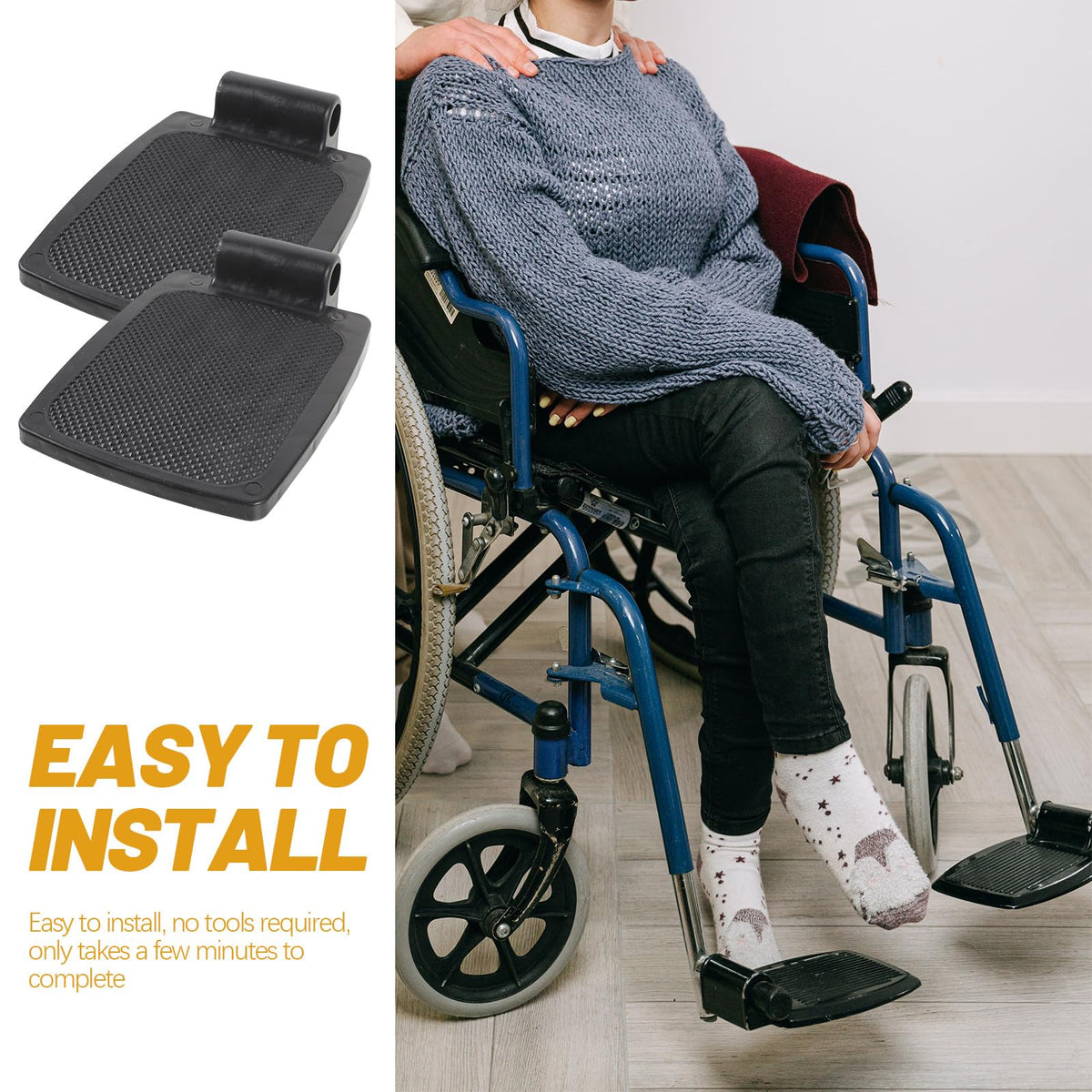 Heavy Duty Wheelchair Footplates Plastic Footrest Pair Q687919