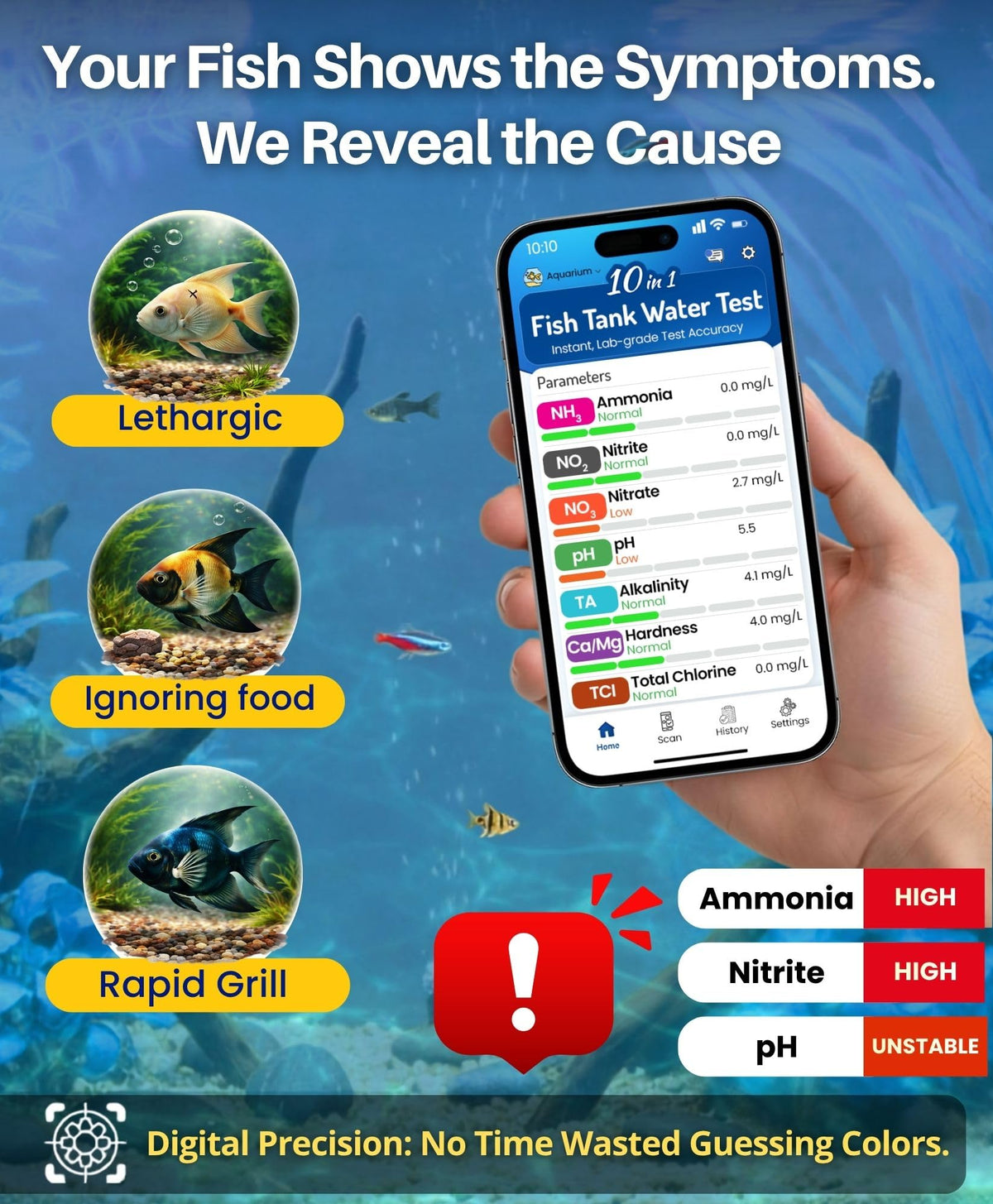 App-Enabled 10-in-1 Aquarium Water Test Kit W3681