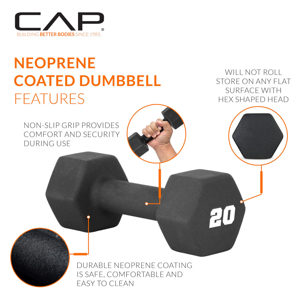 Black 20 lb Neoprene Dumbbell Pair T831