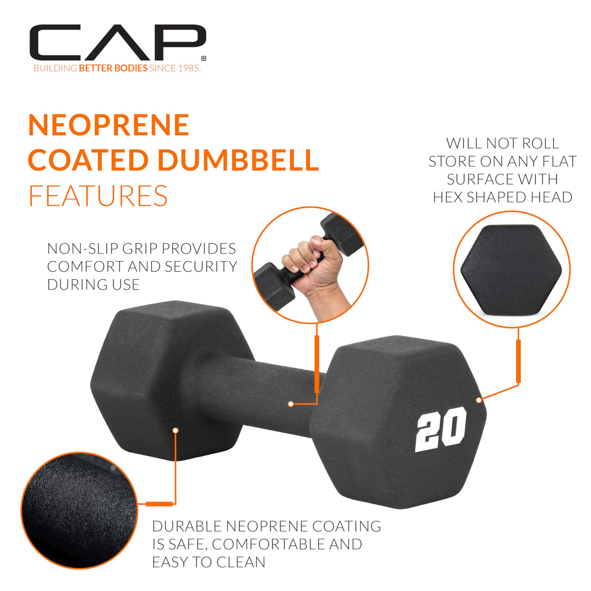 Black 20 lb Neoprene Dumbbell Pair T831