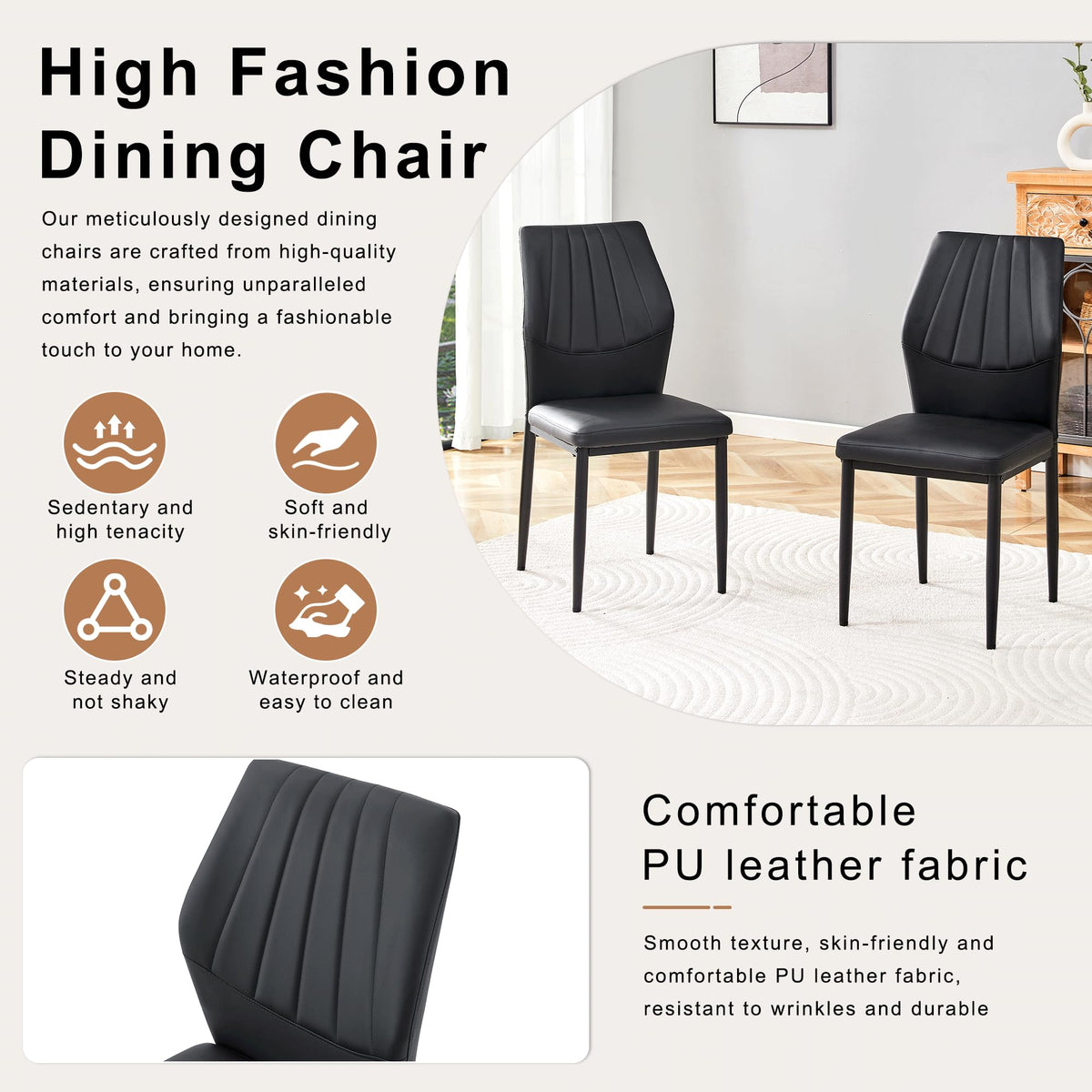 71" Farmhouse Dining Table Set for 8 with PU Leather Chairs K8017