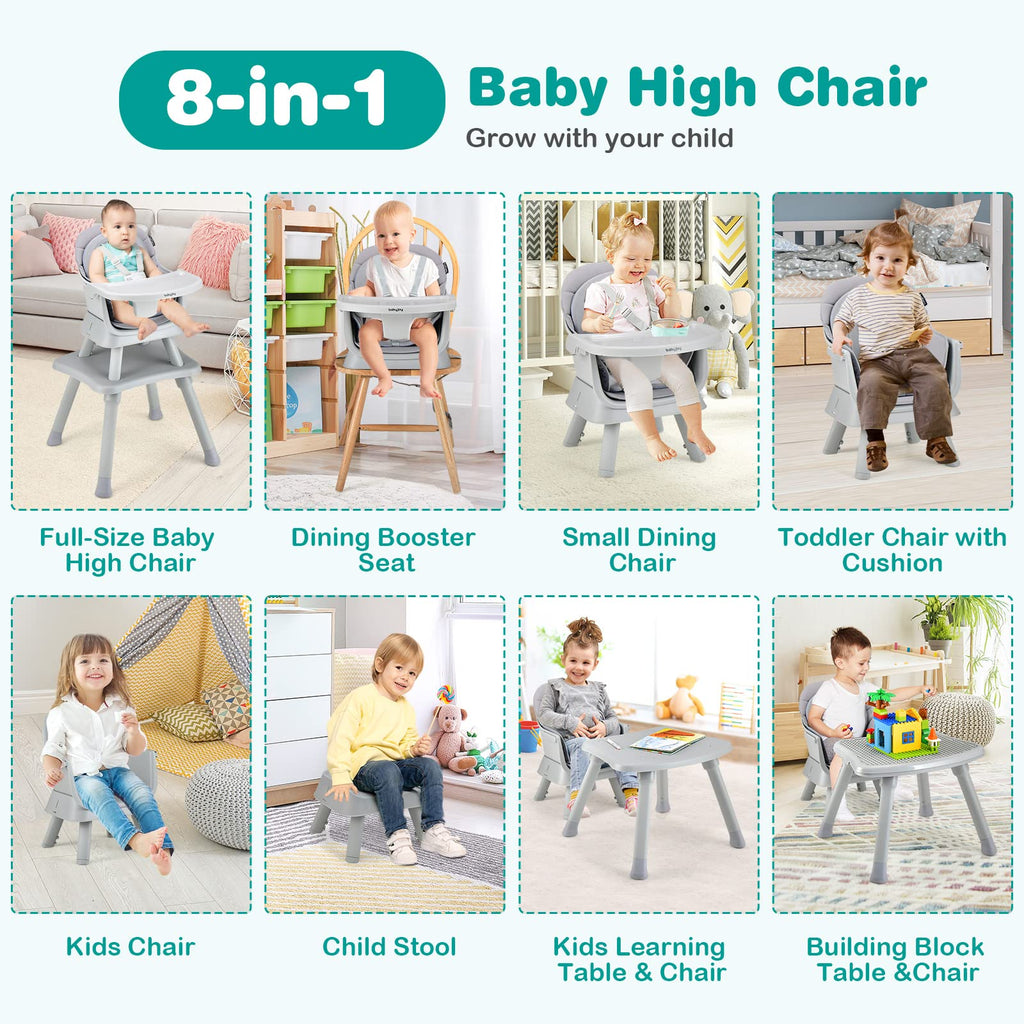 8 in 1 Convertible High Chair with Removable Tray D89393