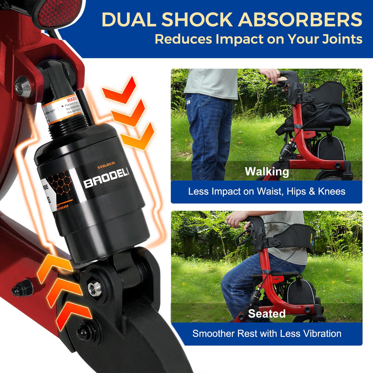 Outdoor Rollator Walkers with 12" Front Wheels V126