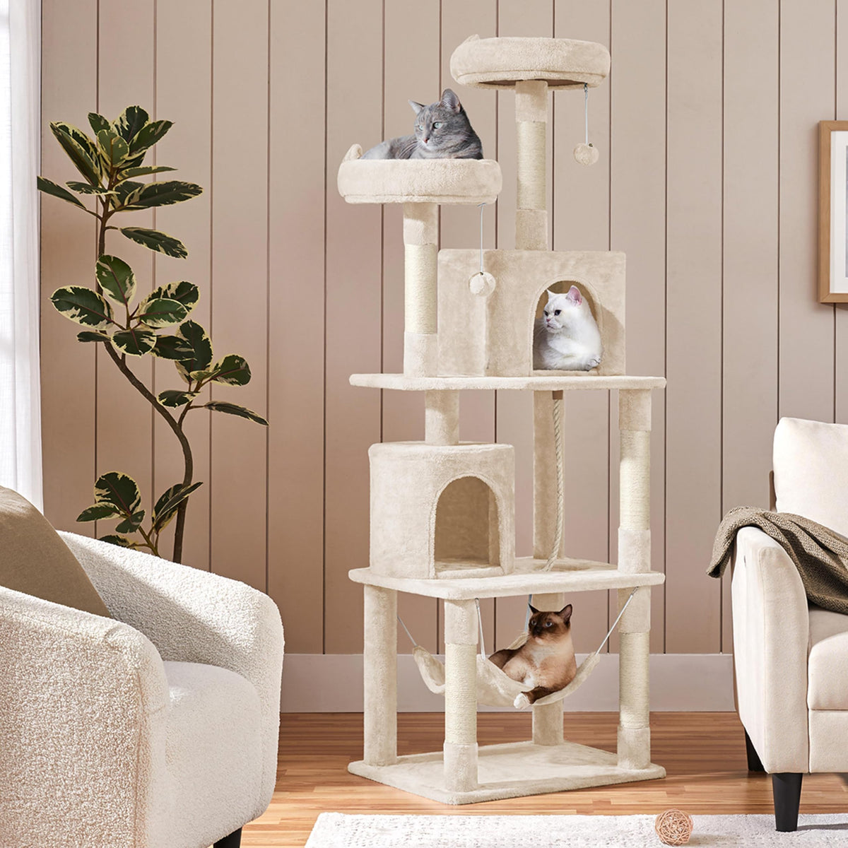 Beige 70.5in Multi-Level Cat Tree P9662