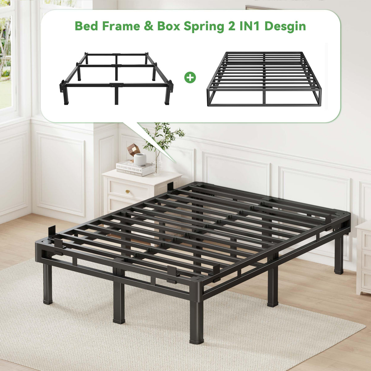 Queen 18 inch Metal Bed Frame T794