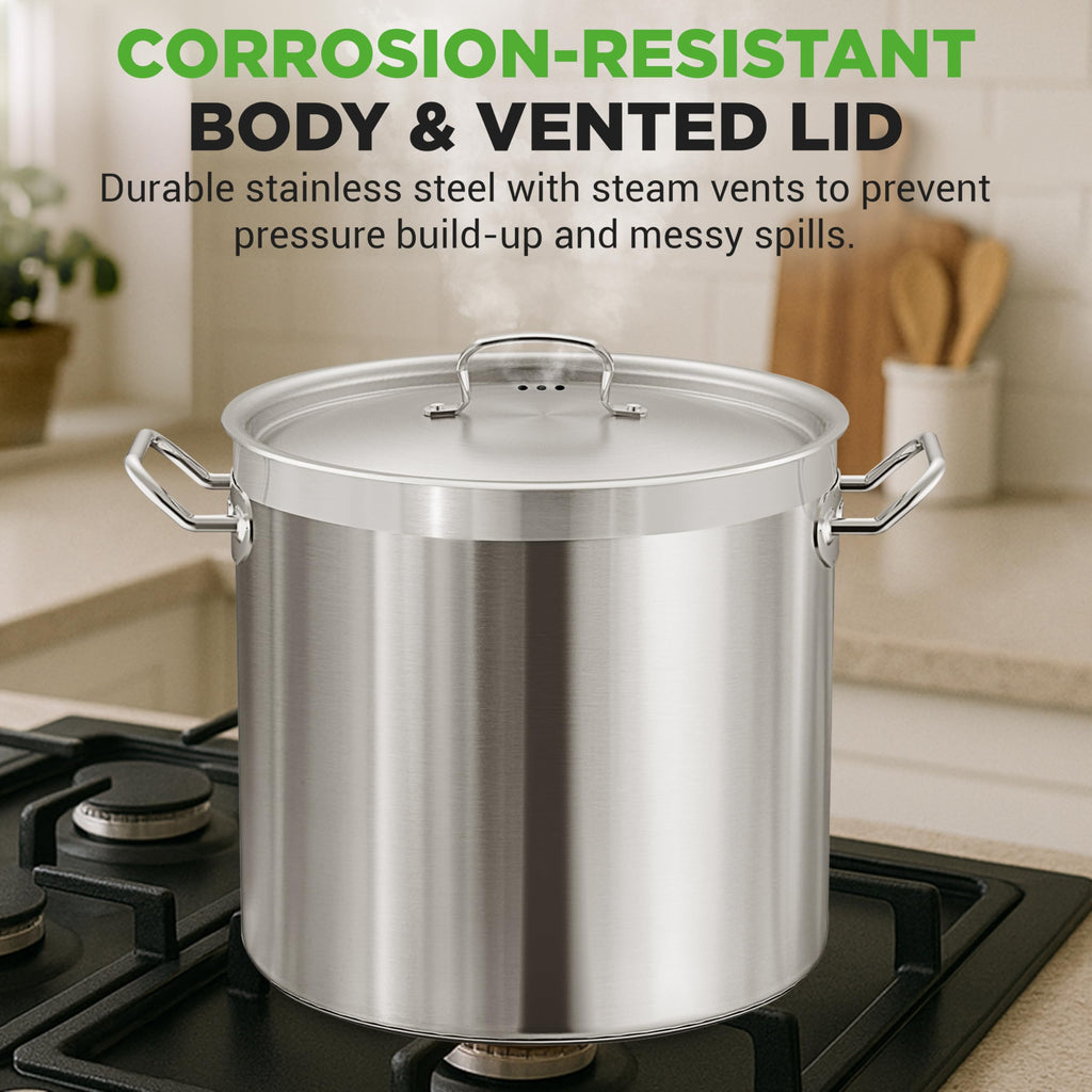 Stainless Steel Stock Pot with Lid 40 Qt M9995