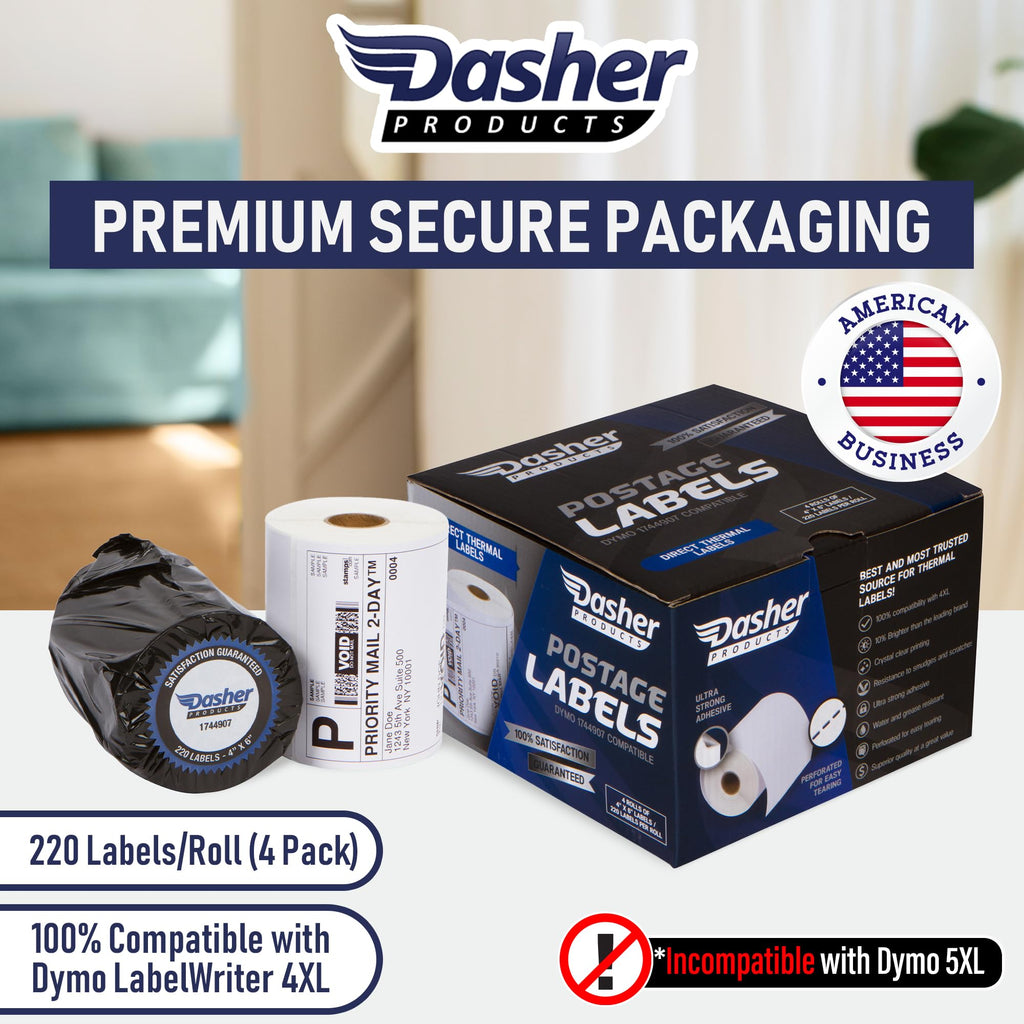 Thermal Shipping Labels 4x6, Water Resistant, Strong Adhesive, 220 per Roll V796