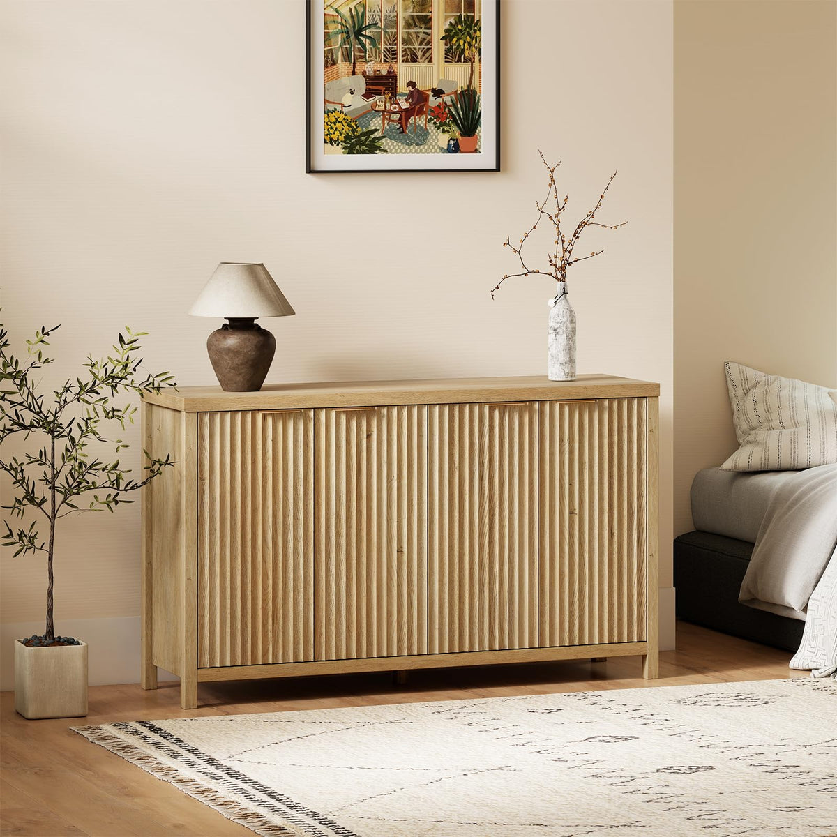 56" Golden Oak Buffet Cabinet P60091
