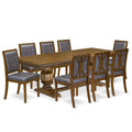 9 Piece Kitchen Table Set with 8 Dark Grey Polyester Chairs J144333