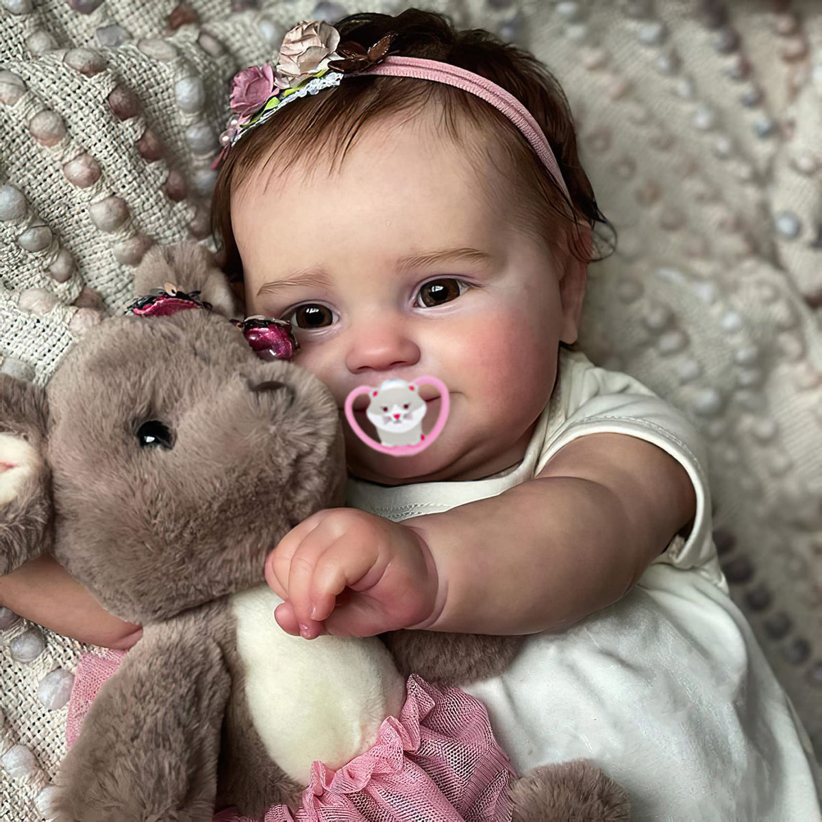 20 Inches Real Baby Size Rooted Hair Silicone Vinyl Reborn Baby Doll Y273975