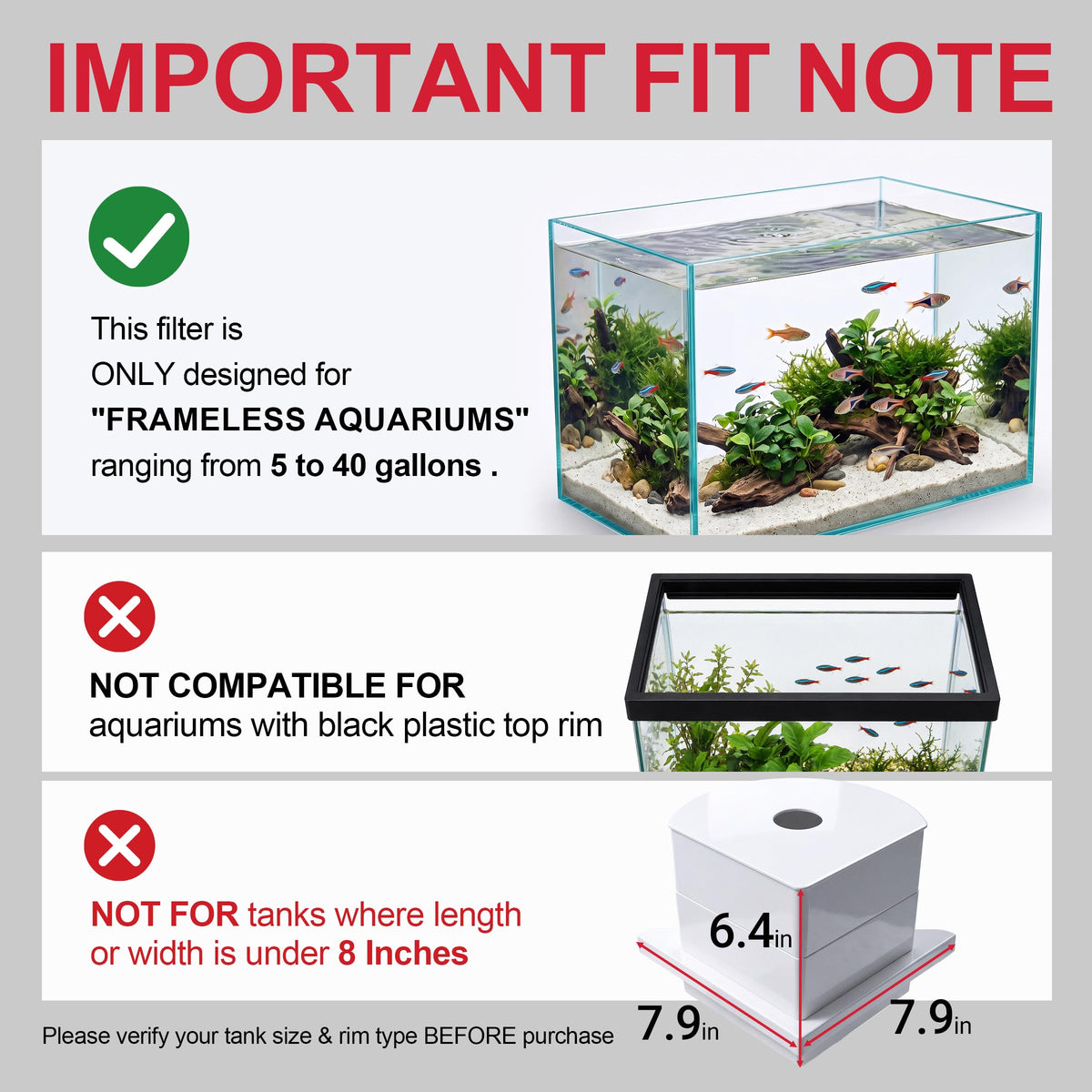 3-Tier Hang On Back Aquarium Filter 10W 158GPH C34011