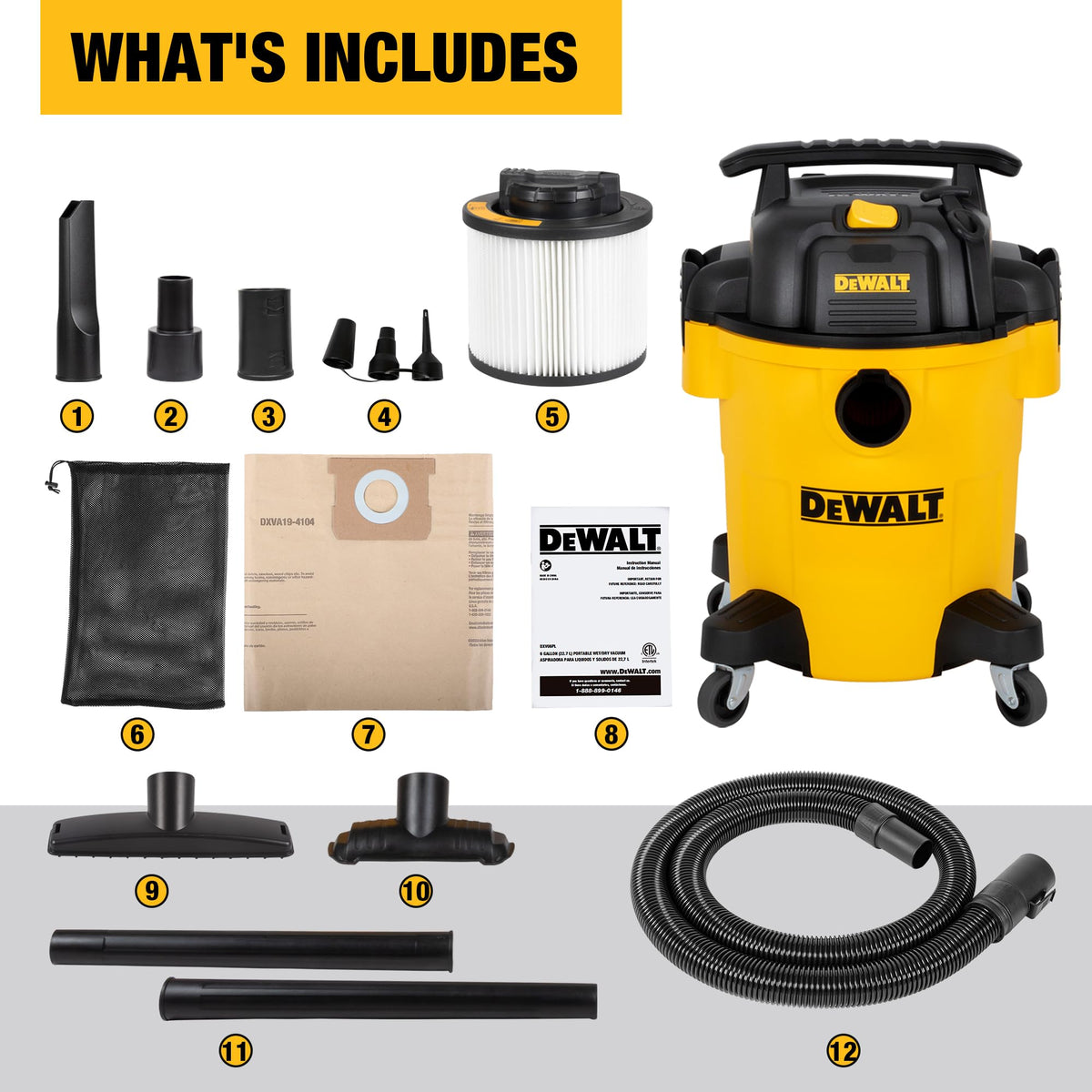 6 Gal. Poly Wet/Dry Vacuum with Hose and Accessories A896206