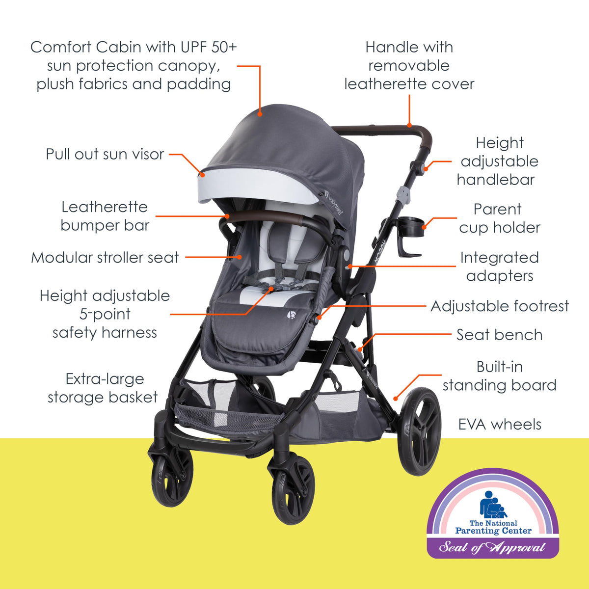 Single to Double Modular Stroller Travel System with Infant Car Seat N17194