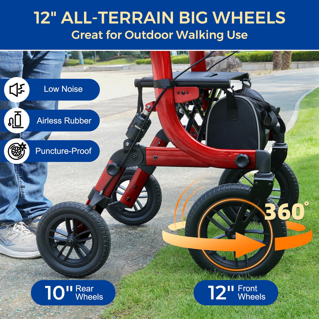 Outdoor Rollator Walkers with 12" Front Wheels V126