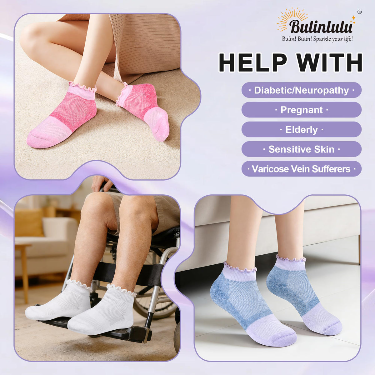 Diabetic Ankle Socks 6 Pairs Low Cut Non Binding O89065