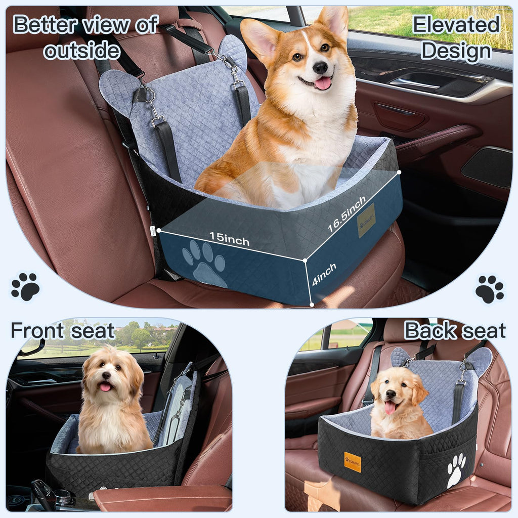 Dog Car Seats for Small/Medium Dogs up to 33lbs (Grey Black) M515