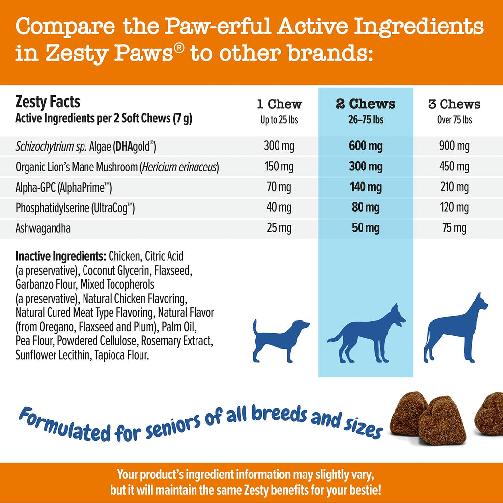 Senior Dog Supplement Cognition Chews Chicken 90 Ct V753