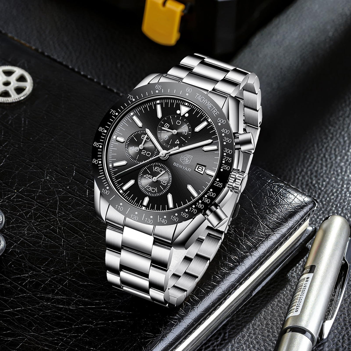 Analog Quartz Chronograph Waterproof Luminous Silicone Strap Watch M550967