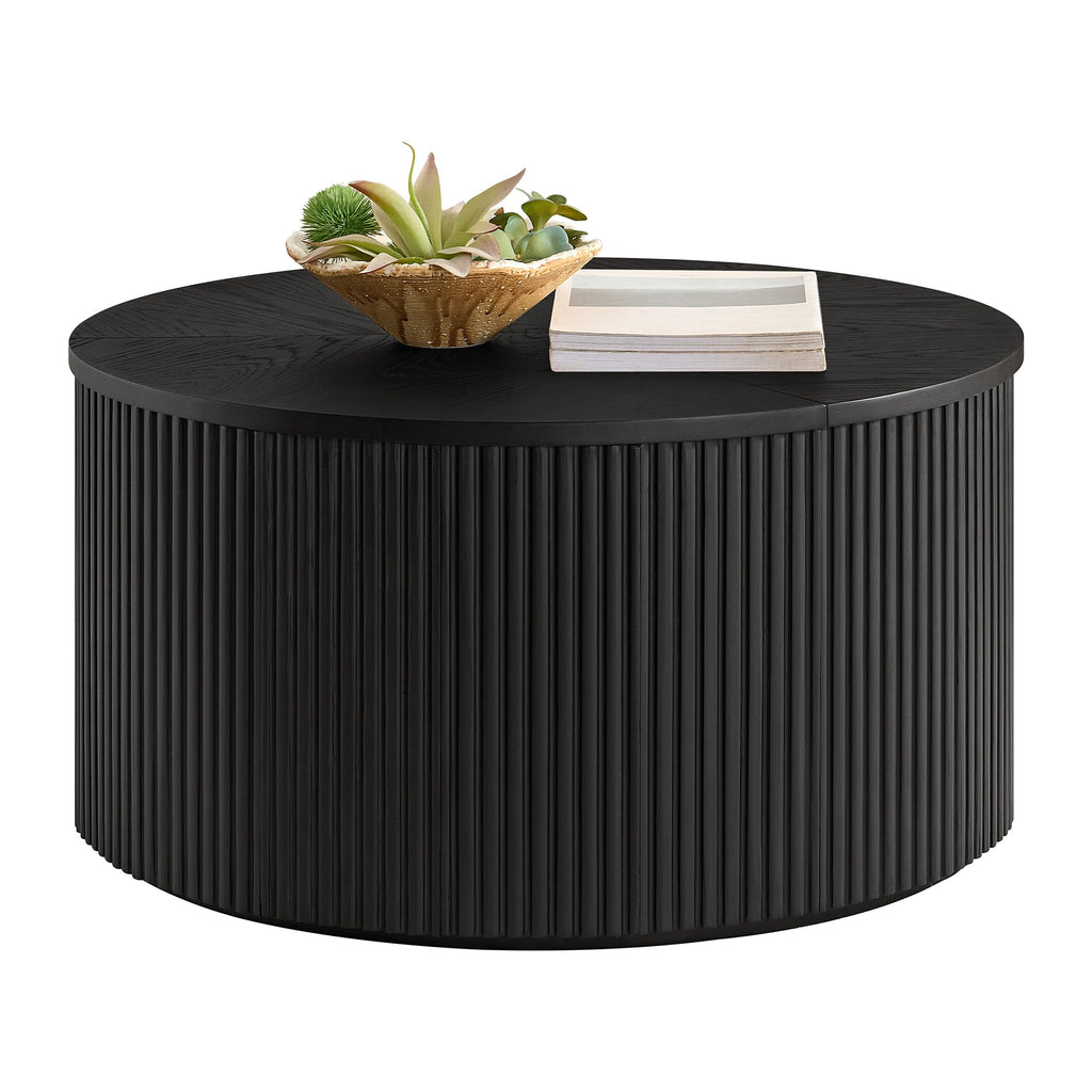 Black Fluted Round Coffee Table F924116