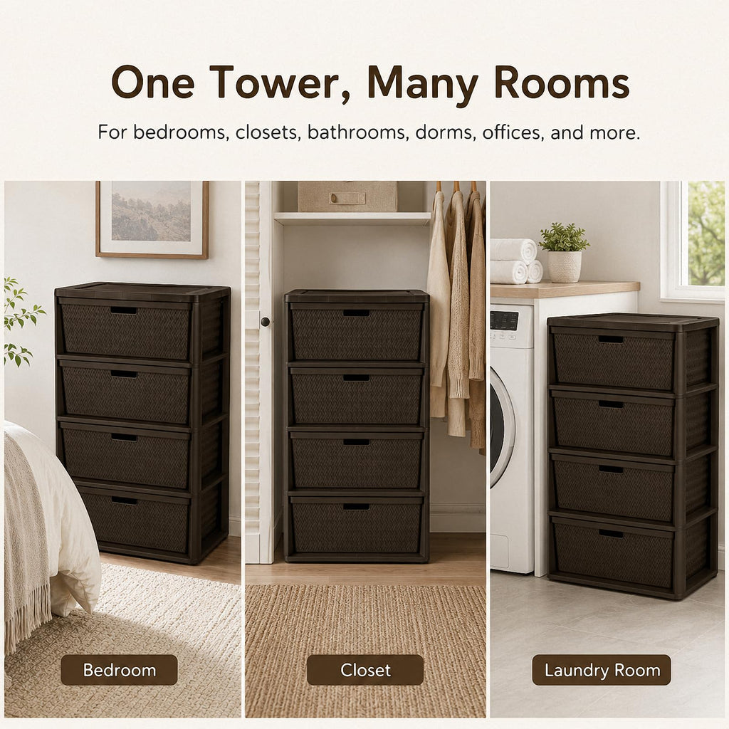 Brown 4 Drawer Plastic Storage Organizer N925996
