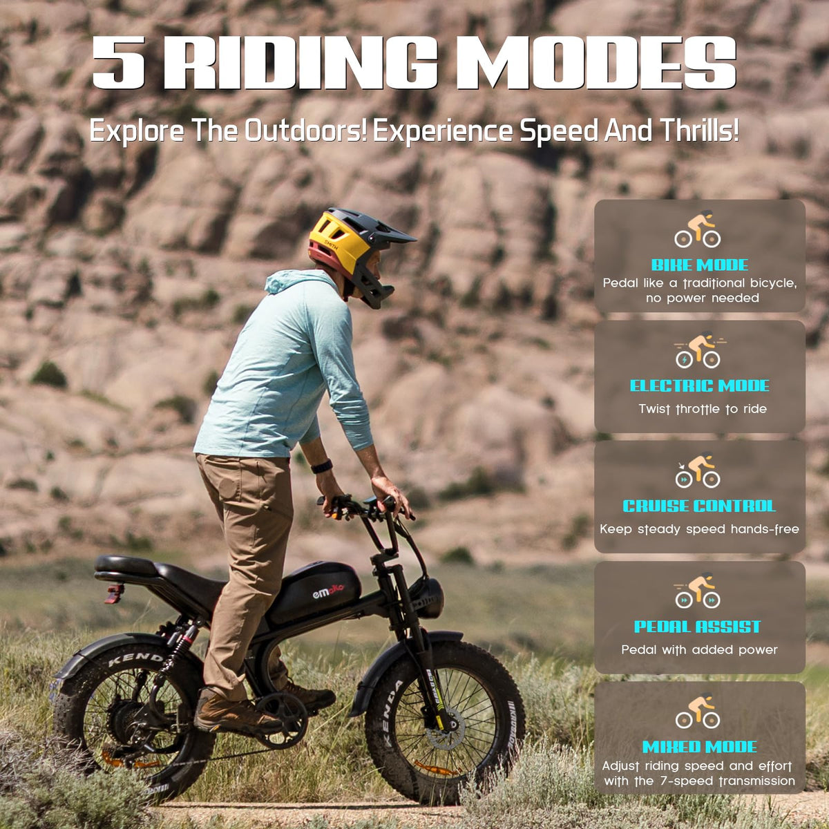 Peak 1500W 48V 20Ah 20'' Fat Tire 7-Speed Electric Bike Q750