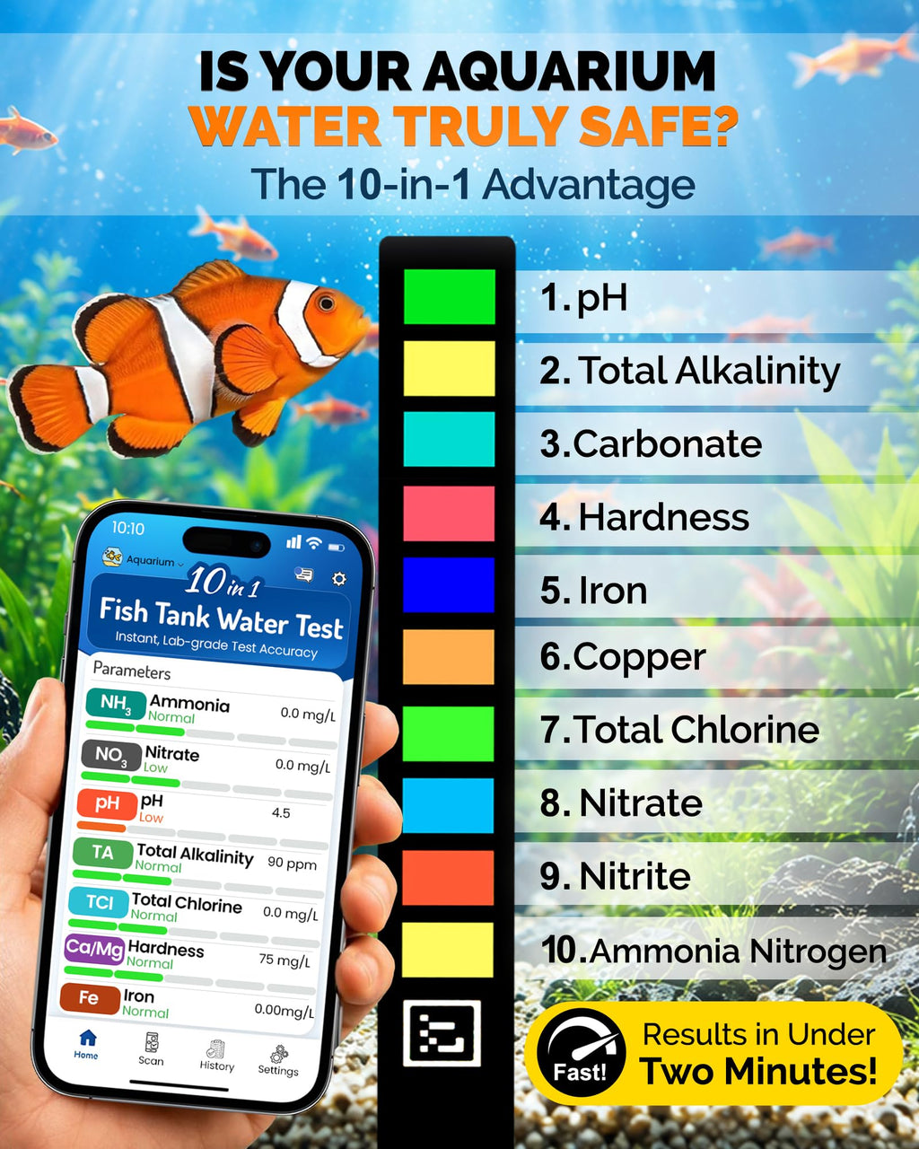 App-Enabled 10-in-1 Aquarium Water Test Kit W3681