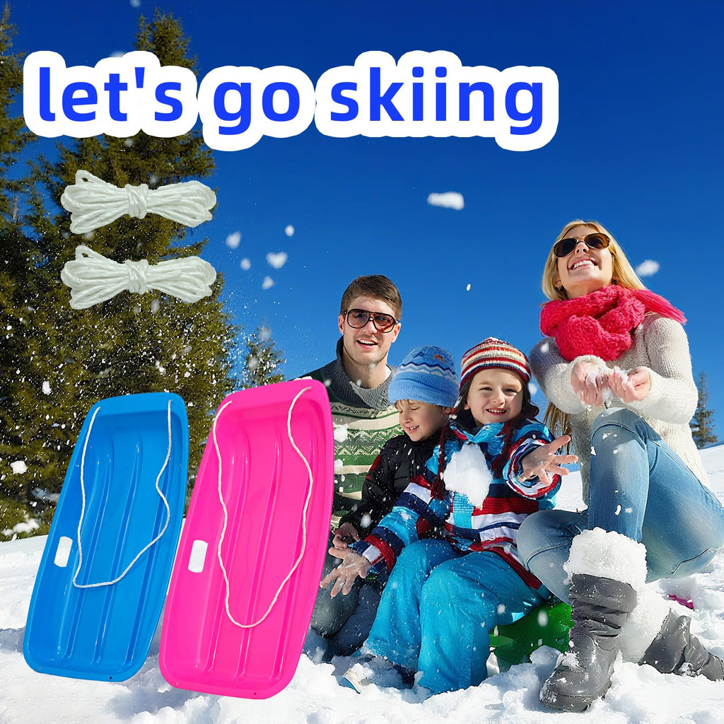 35 Inch 2-Person Plastic Snow Sled with Pull Rope E784789