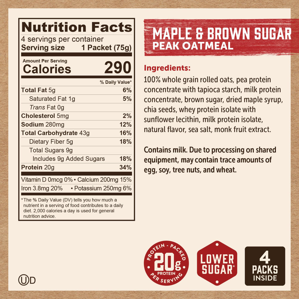 Instant Oatmeal, Maple Brown Sugar, High Protein, 6pk E244