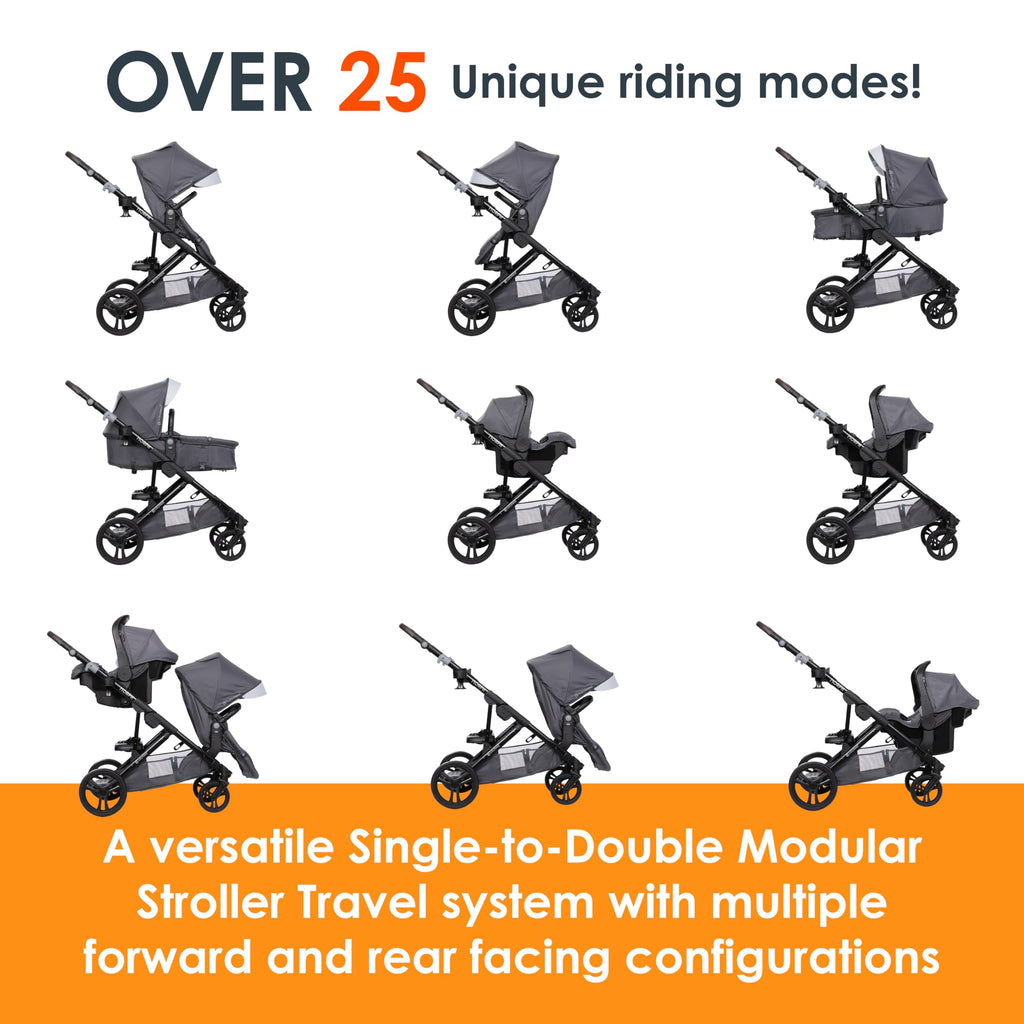 Single to Double Modular Stroller Travel System with Infant Car Seat N17194