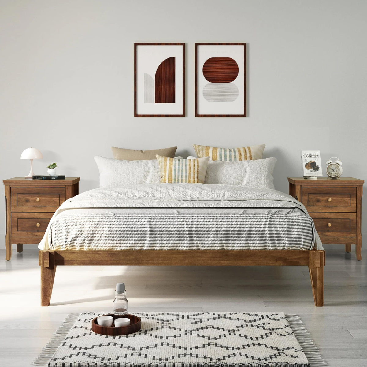 2 Drawer Wood Nightstand Set of 2 H296633
