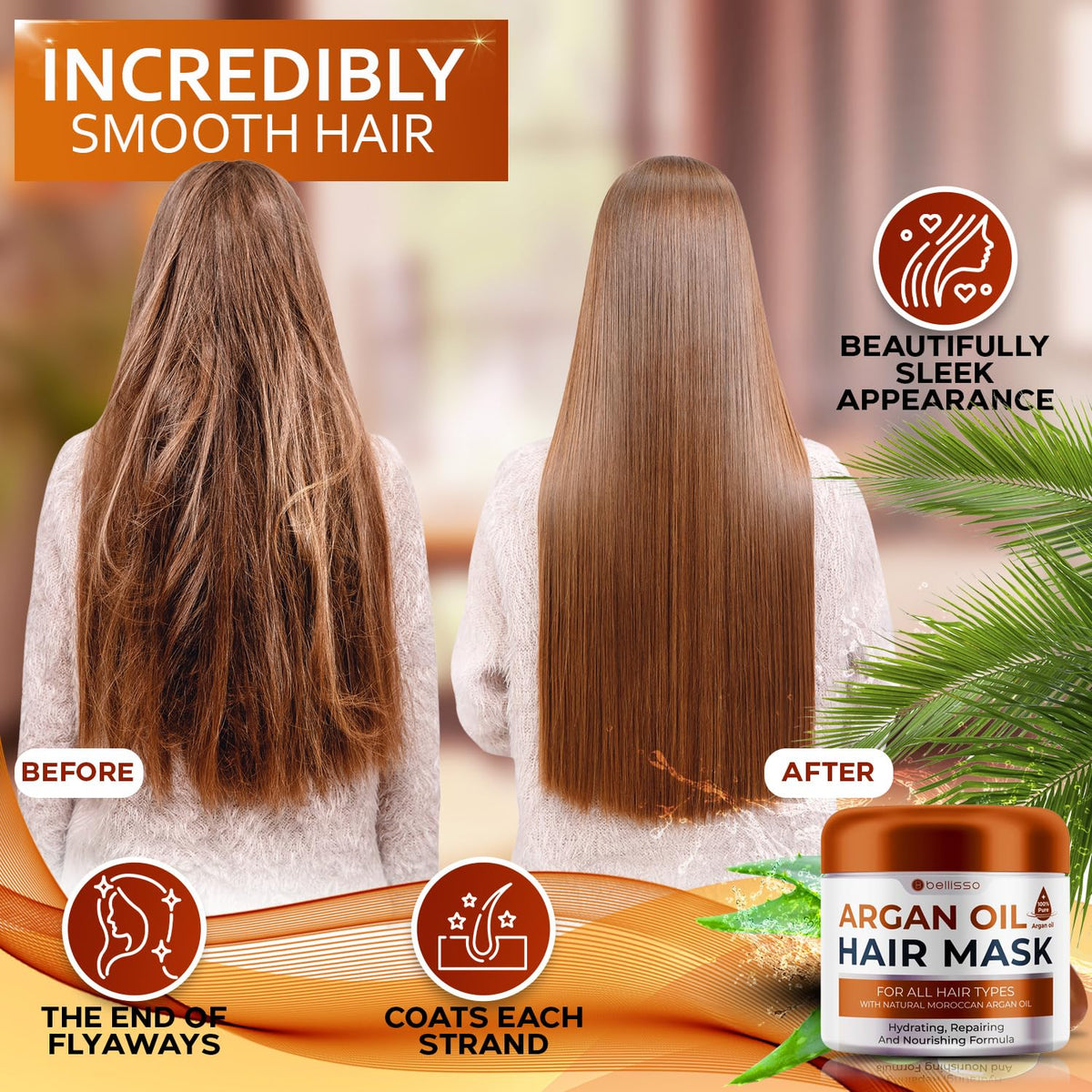 Coconut Shampoo and Conditioner Set and Moroccan Argan Oil Mask and Hair Serum K109497