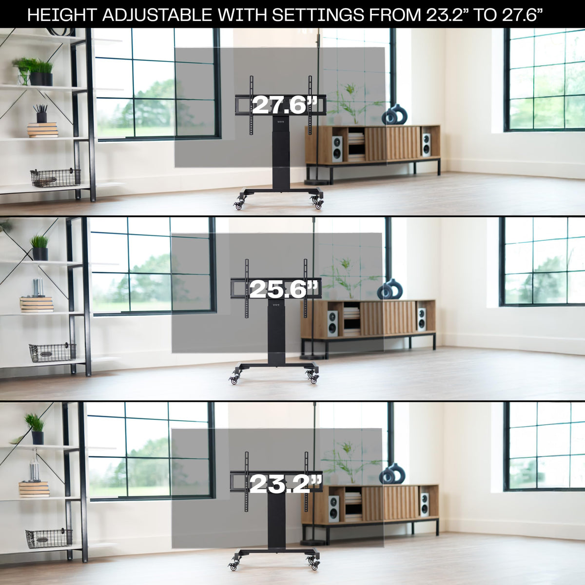 Low Height TV Cart for 32 to 75 inch Screens, Black C1280