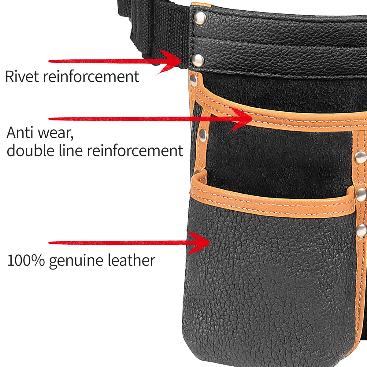 Genuine Leather Adjustable Tool Belt Pouch I6663