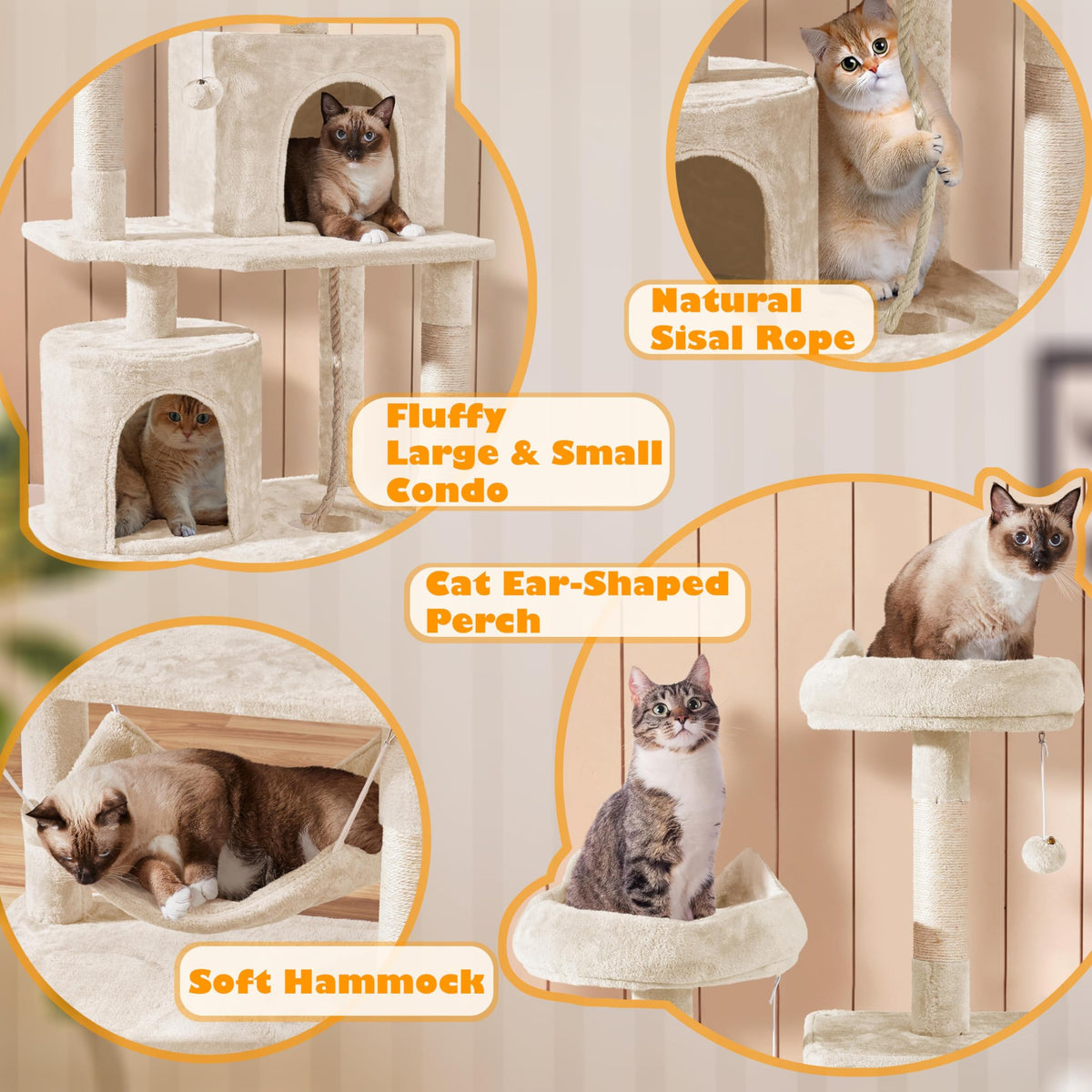 Beige 70.5in Multi-Level Cat Tree P9662