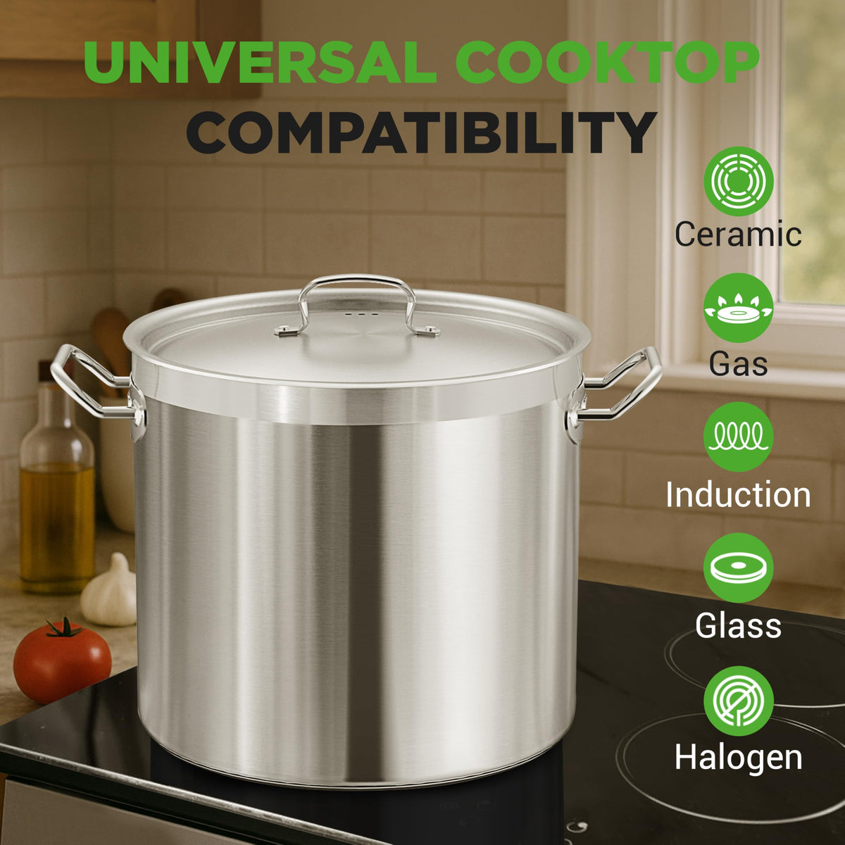 Stainless Steel Stock Pot with Lid 40 Qt M9995